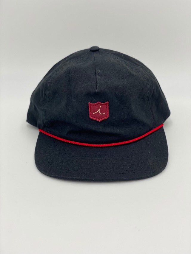 ゴルフ キャップ ブランド シンプル 無地 アジャスタブル ハット イリアックゴルフ 黒 x 赤 コード Iliac Golf Adjustable Hat Black x Red Cord