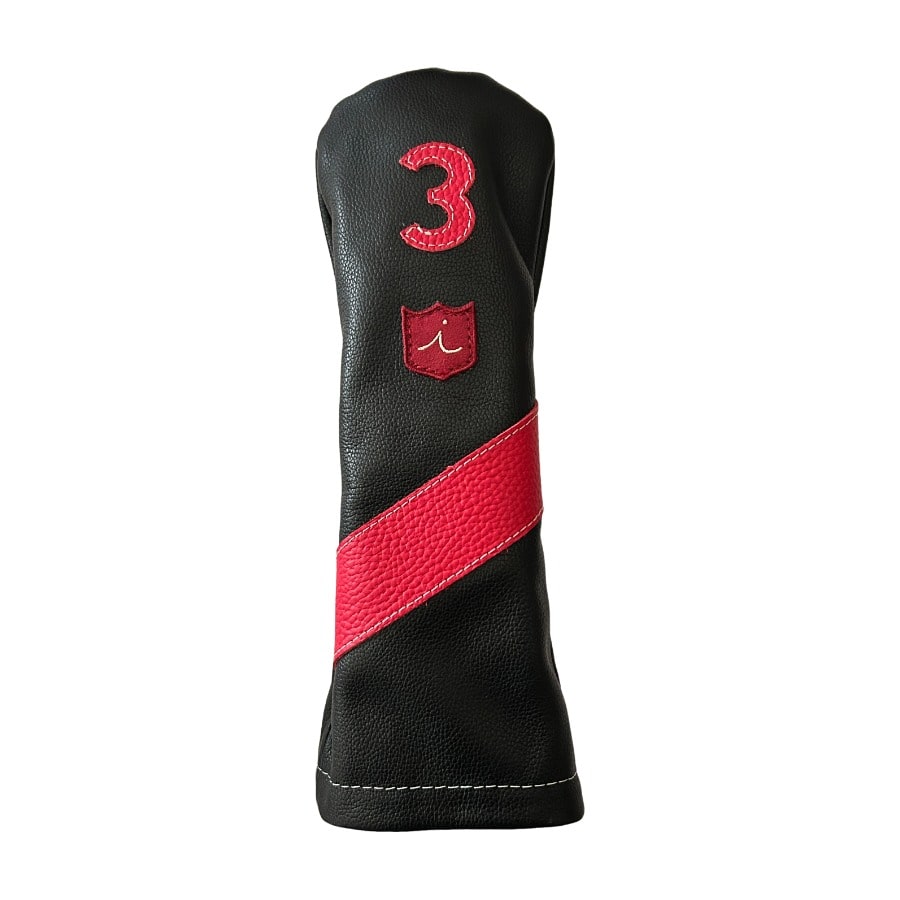 ヘッドカバー フェアウェイウッド 3 fw イリアック ゴルフ  ロイヤル ブラック x レッド Iliac Golf 本革
