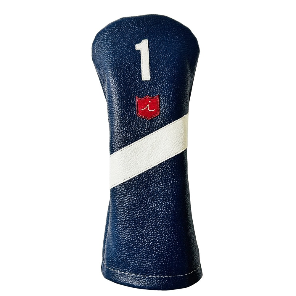 ヘッドカバー ドライバー イリアック ゴルフ ロイヤル ネイビー x ホワイト Iliac Golf 本革