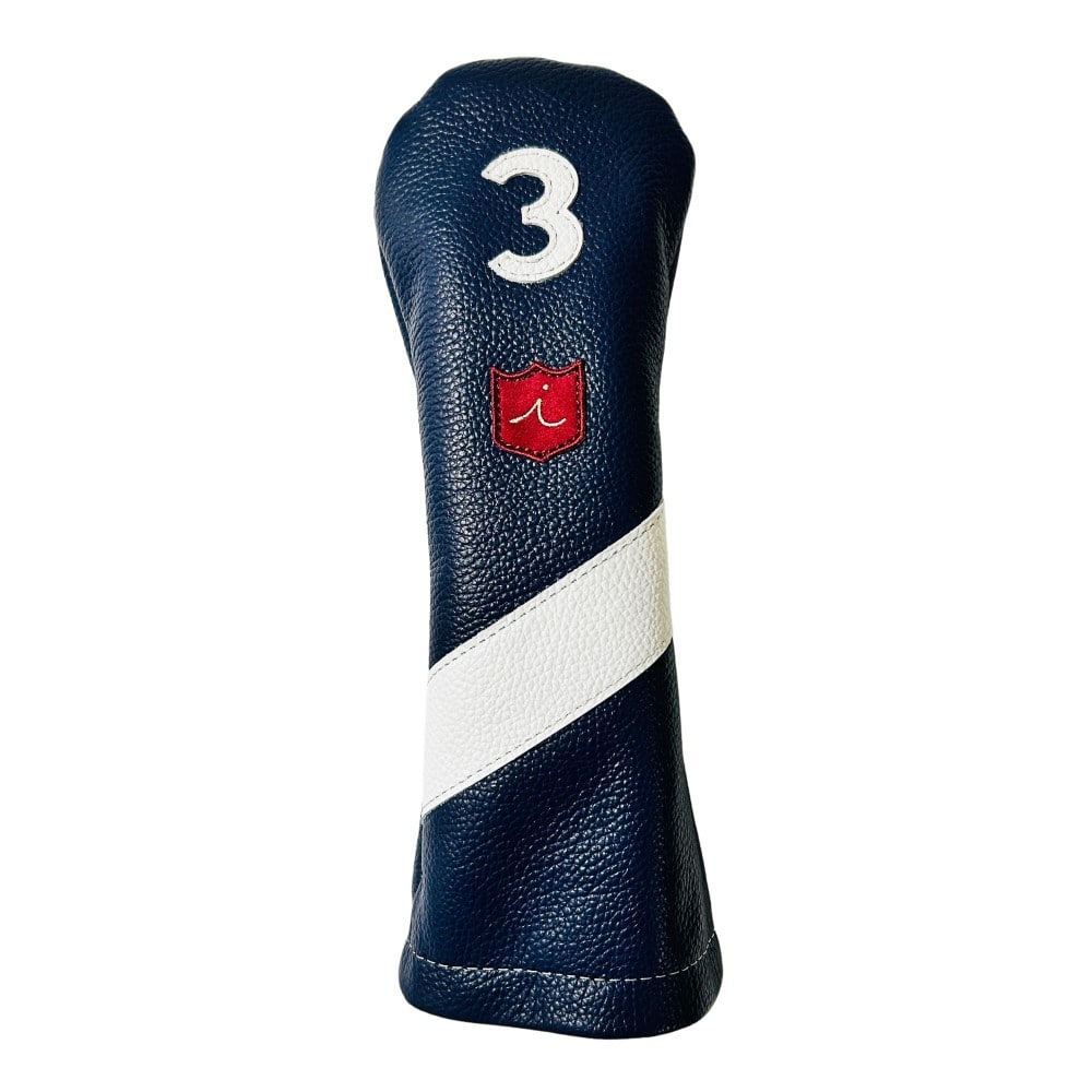 ヘッドカバー フェアウェイウッド 3 fw イリアック ゴルフ  ロイヤル ネイビー x ホワイト Iliac Golf 本革
