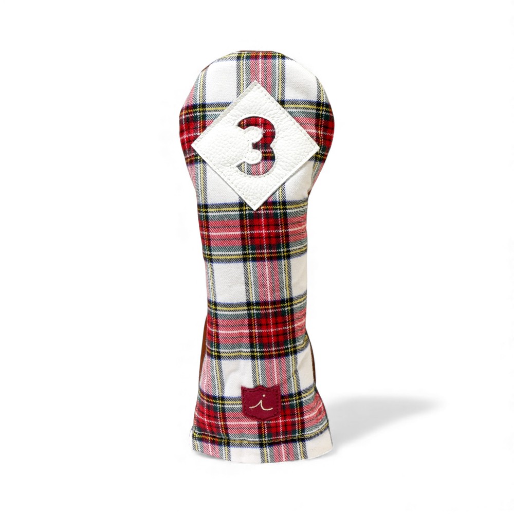 ヘッドカバー フェアウェイウッド 3 fw イリアック ゴルフ  ビンテージ タータン x ブラウン ヌバック Iliac Golf 本革