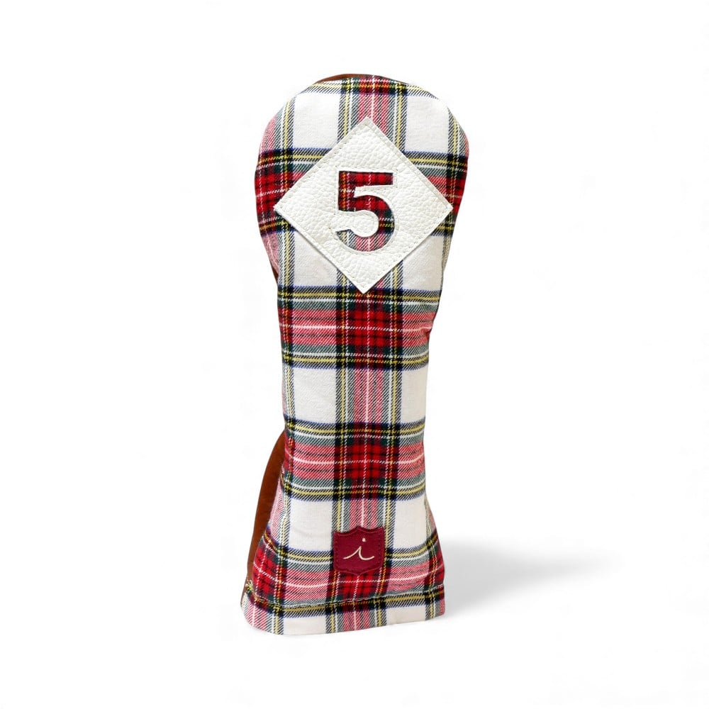 ヘッドカバー フェアウェイウッド 5 fw イリアック ゴルフ  ビンテージ タータン x ブラウン ヌバック Iliac Golf 本革