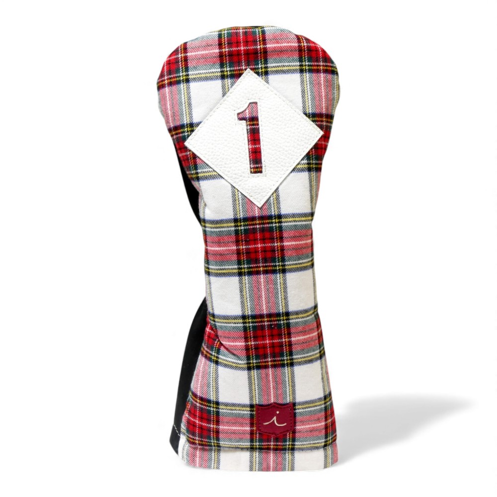 ヘッドカバー ドライバー イリアック ゴルフ ビンテージ タータン x ブラック ヌバック Iliac Golf 本革