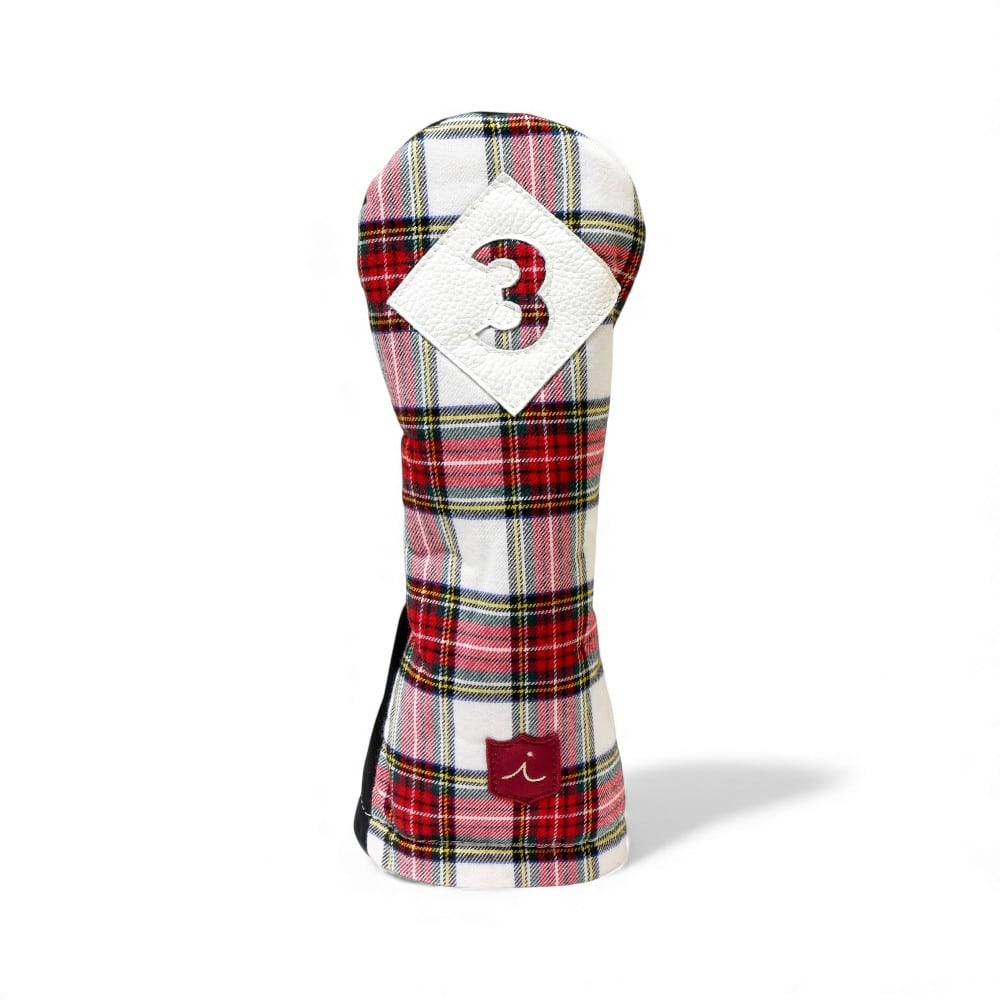 ヘッドカバー フェアウェイウッド 3 fw イリアック ゴルフ  ビンテージ タータン x ブラック ヌバック Iliac Golf 本革