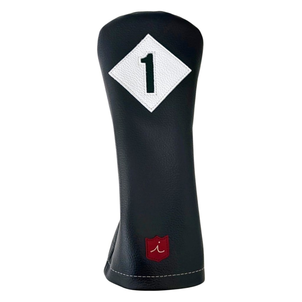 ヘッドカバー ドライバー イリアック ゴルフ ビンテージ ブラック x ホワイト Iliac Golf 本革