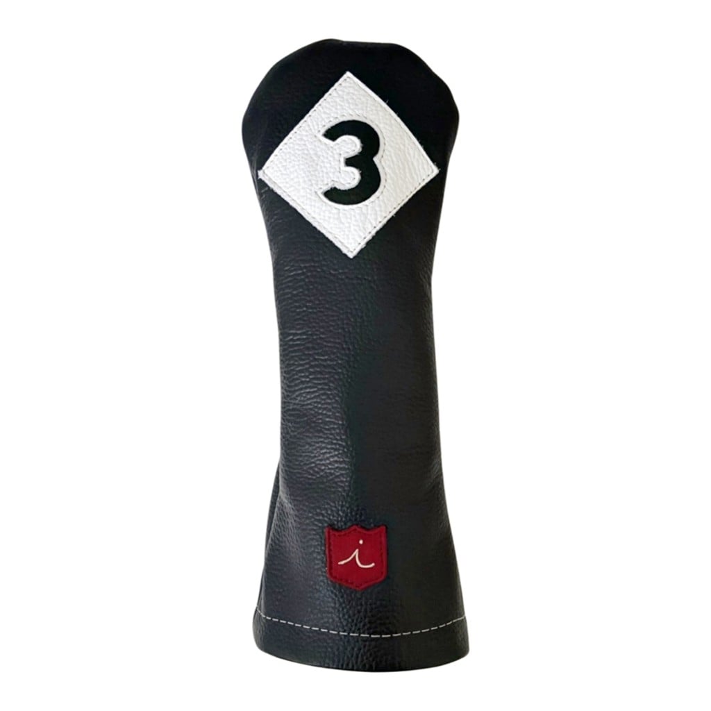 ヘッドカバー フェアウェイウッド 3 fw イリアック ゴルフ  ビンテージ ブラック x ホワイト Iliac Golf 本革