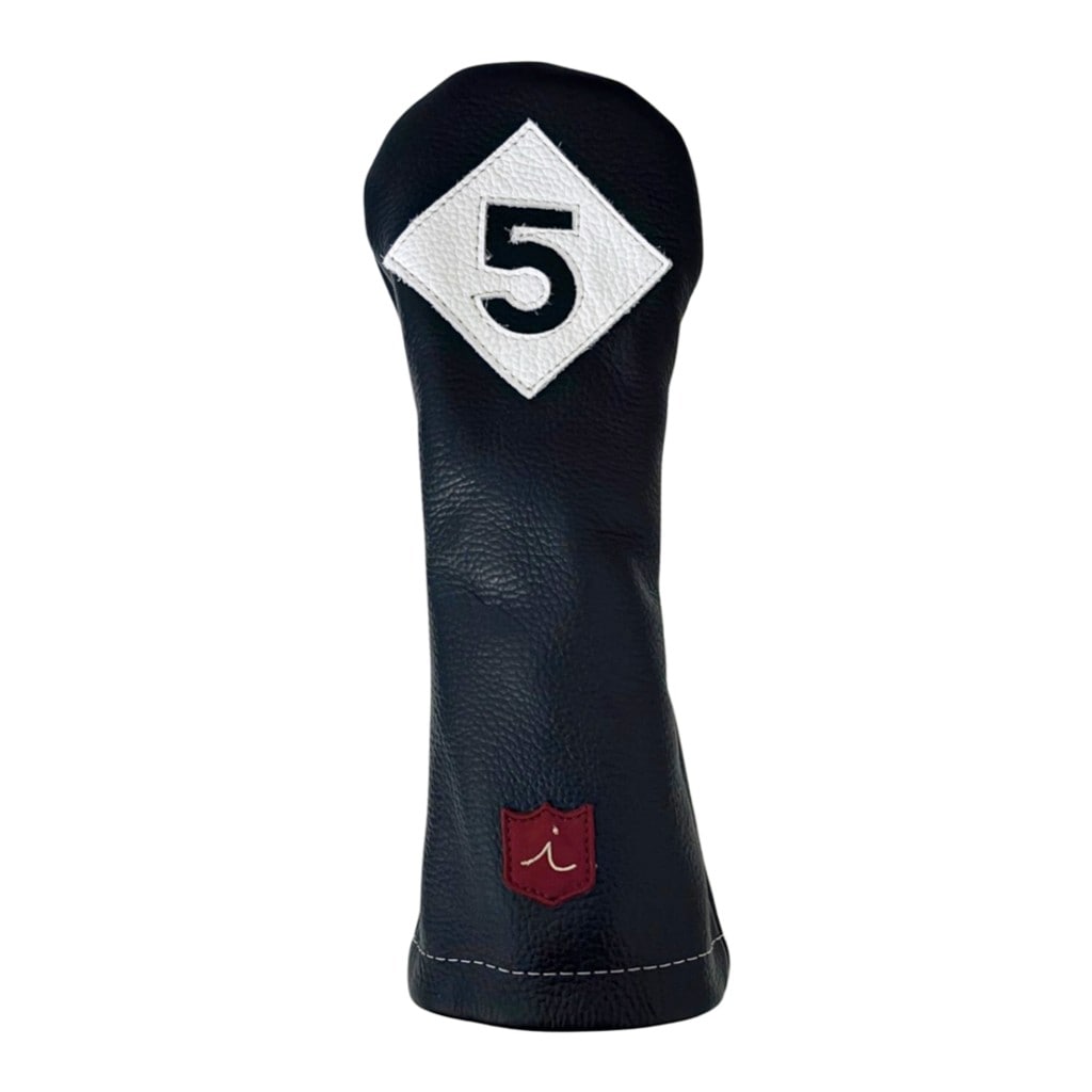 ヘッドカバー フェアウェイウッド 5 fw イリアック ゴルフ  ビンテージ ブラック x ホワイト Iliac Golf 本革