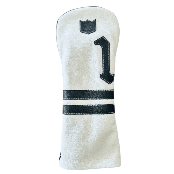 ヘッドカバー ドライバー イリアック ゴルフ タイムレス ホワイト x ブラック Iliac Golf 本革