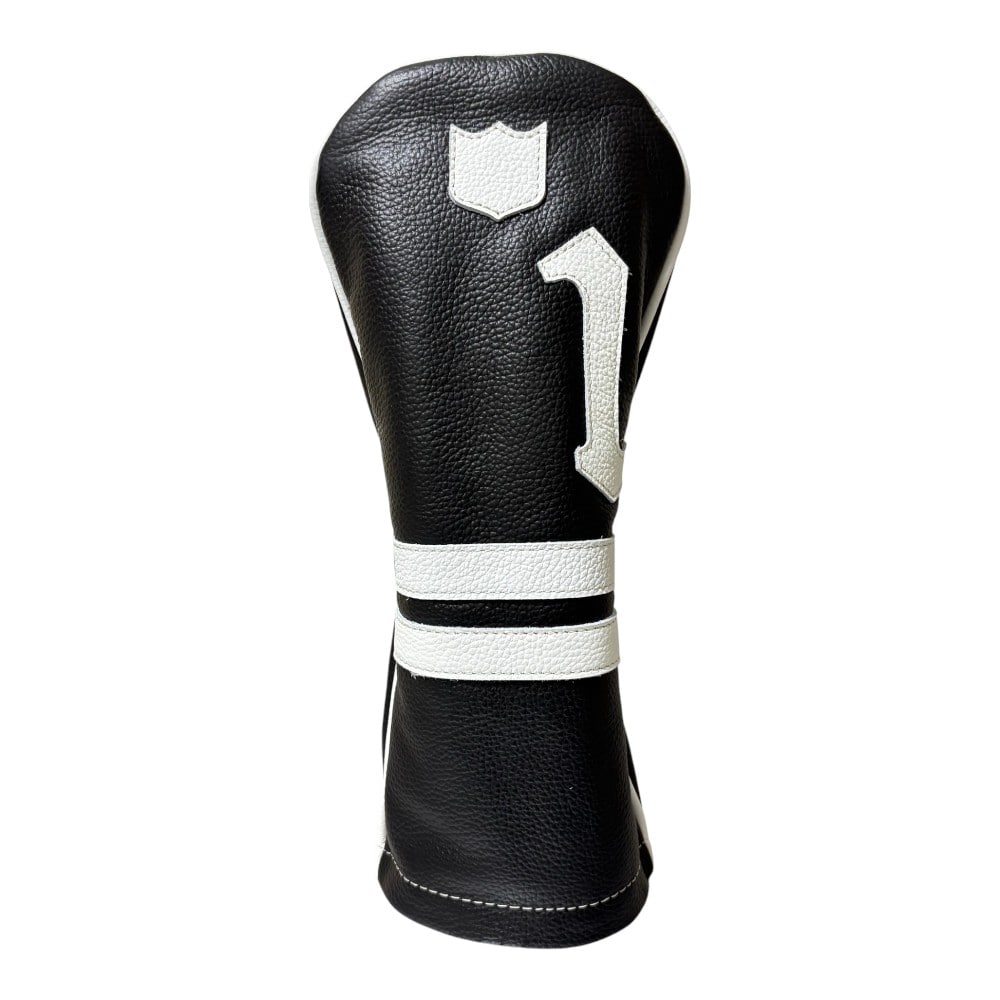 ヘッドカバー ドライバー イリアック ゴルフ タイムレス ブラック x ホワイト Iliac Golf 本革