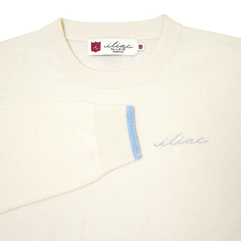 カシミヤ クルーネック セーター ホワイト  イリアック ゴルフ Iliac Golf White