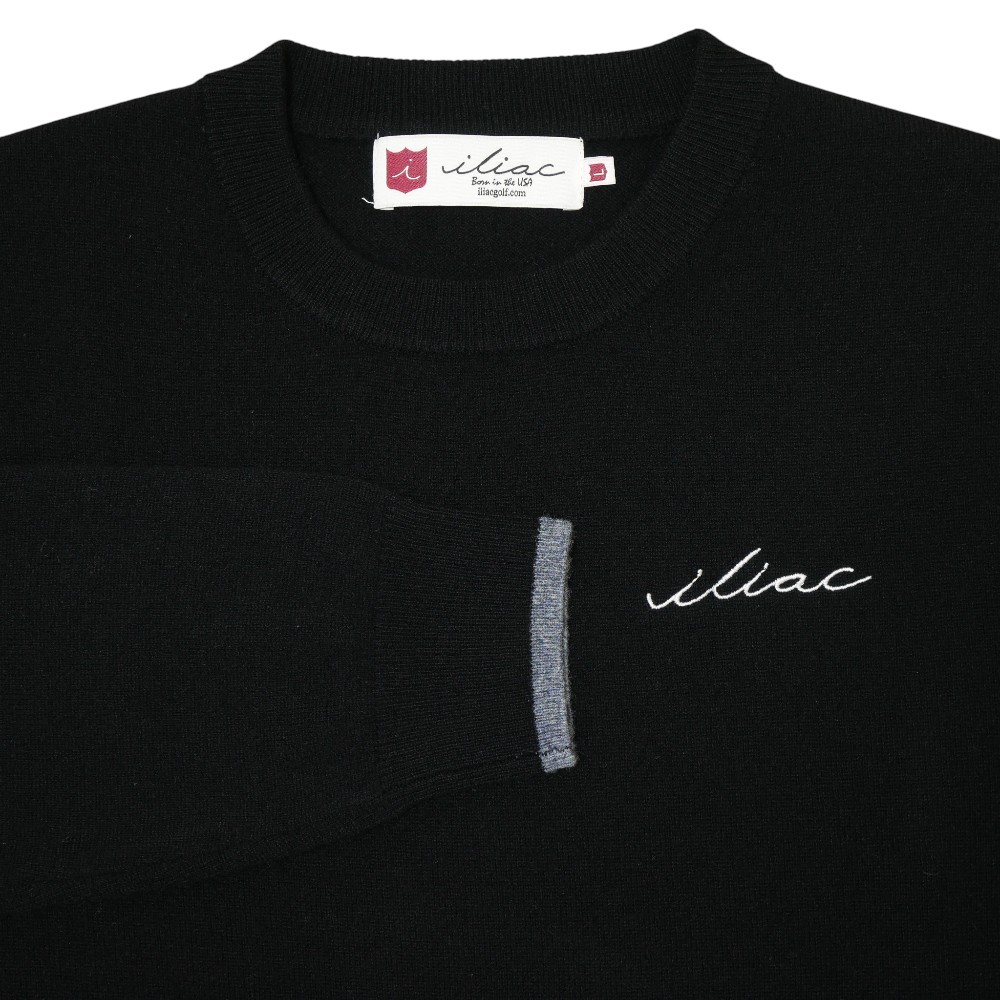 カシミヤ クルーネック セーター ブラック  イリアック ゴルフ Iliac Golf Black