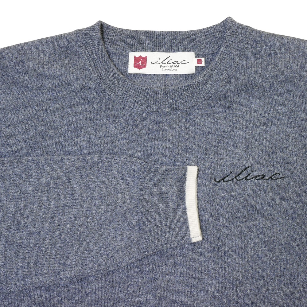 カシミヤ クルーネック セーター グレー  イリアック ゴルフ Iliac Golf Gray