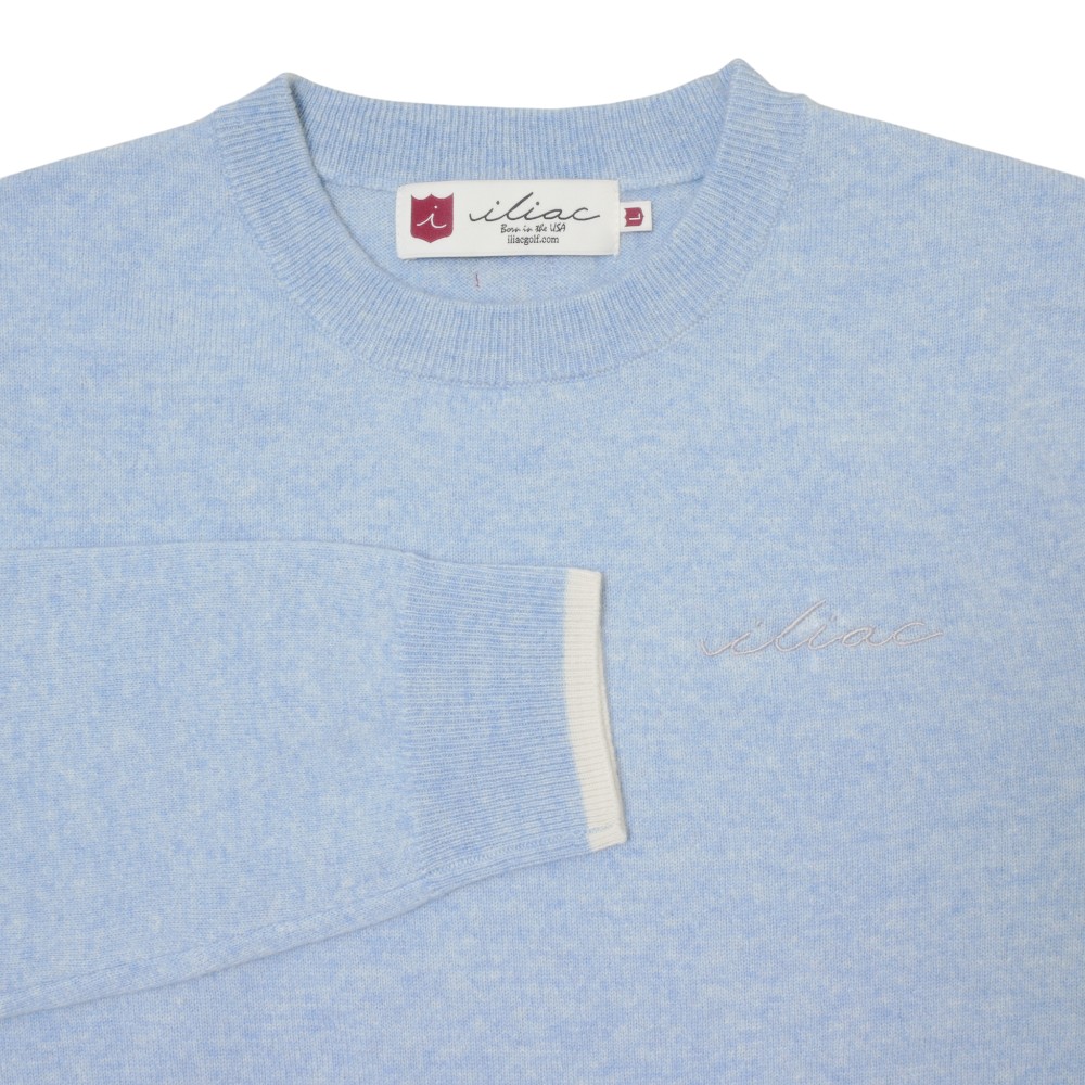 カシミヤ クルーネック セーター サックス ブルー  イリアック ゴルフ Iliac Golf Saxe