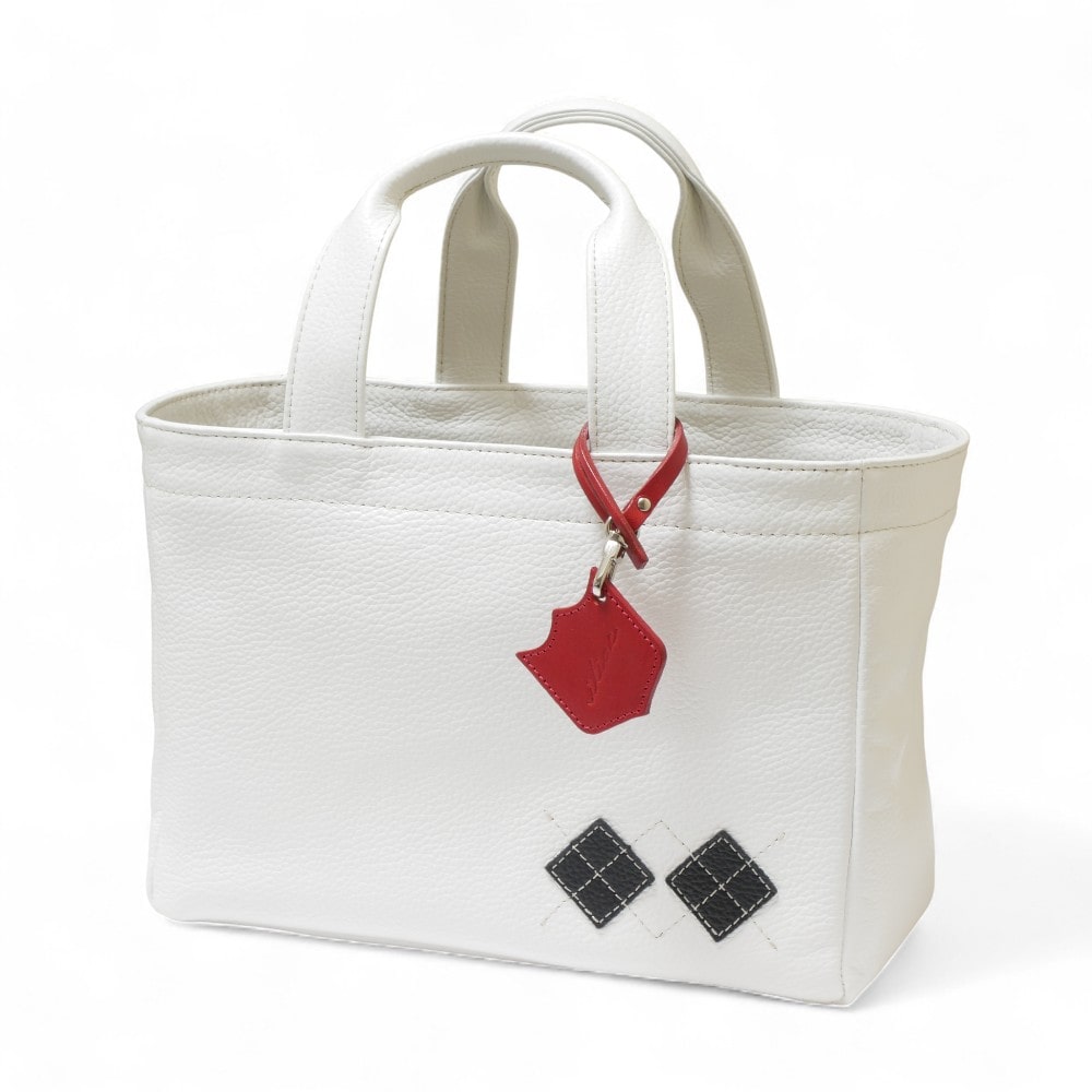 ラウンド トート バッグ 底鋲付き イリアック ゴルフ Iliac Golf 本革 ホワイト シュリンク