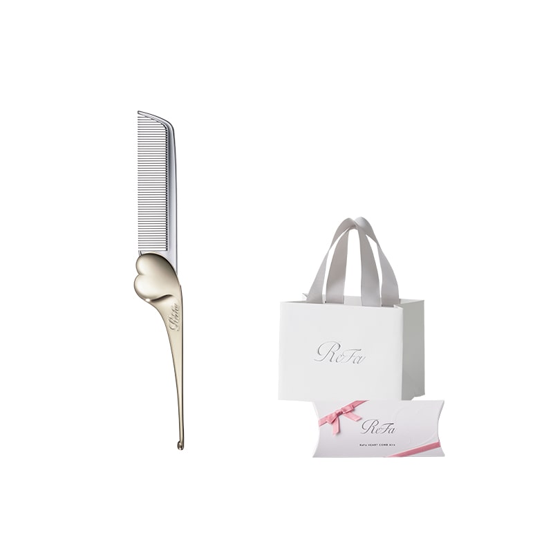 【SPRING 2026 リボンラッピング】リファハートコーム アイラ（シャンパンゴールド） ＆ ReFa ショッパー