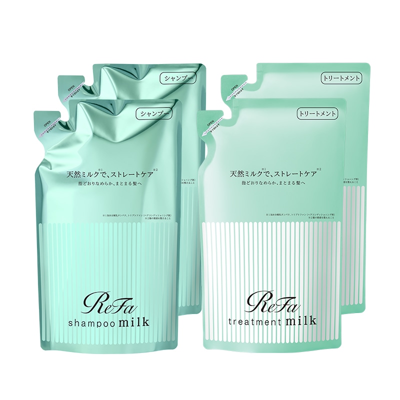 リファミルクプロテインシャンプーストレート 430mL ＆ リファミルクプロテイントリートメントストレート 430g ×２ セット