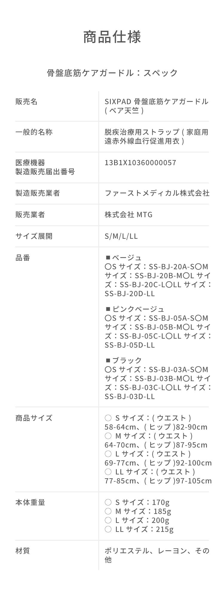 シックスパッド 骨盤底筋ケアガードル ベージュ S(S ベージュ): MTG
