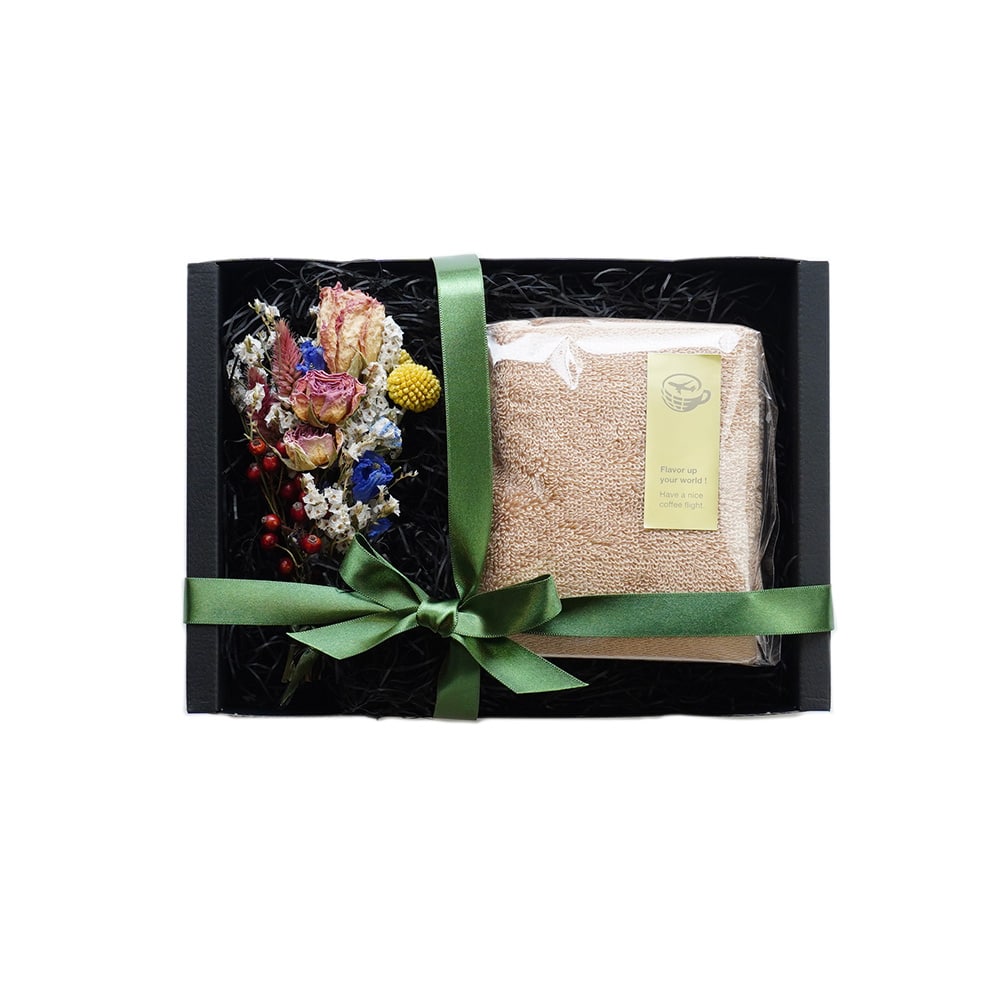ドライフラワー付ギフトセットA コーヒータオル(エチオピア)