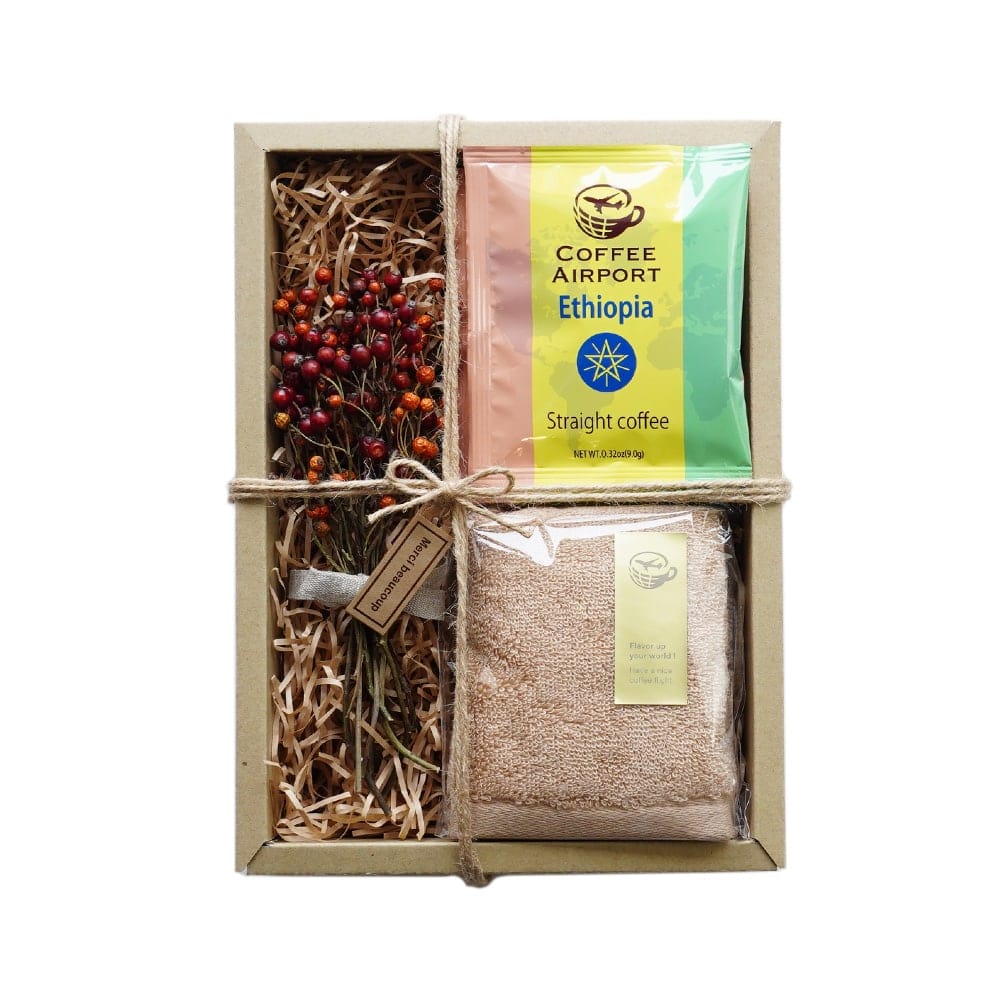 ドライフラワー付ギフトセットB　コーヒー×タオル（エチオピア）