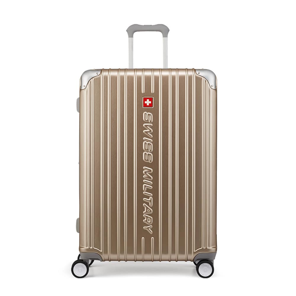 スーツケース LLサイズ 75cm 一週間以上向け 無料預け入れサイズ  奥行5cm拡張 98/115L シャンパンゴールド キャリーケース TSAロック スーツケースカバー/ネームタグ付 SWISS MILITARY[スイスミリタリー] CYGNUS[シグナス] シャンパンゴールド SM-A828 GOLD LLサイズ