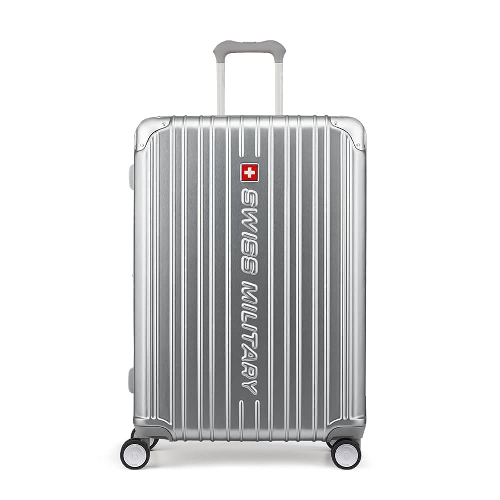 スーツケース LLサイズ 75cm 一週間以上向け 無料預け入れサイズ  奥行5cm拡張 98/115L メタリックシルバー キャリーケース TSAロック スーツケースカバー/ネームタグ付 SWISS MILITARY[スイスミリタリー] CYGNUS[シグナス] メタリックシルバー SM-A828 SILVERL Lサイズ