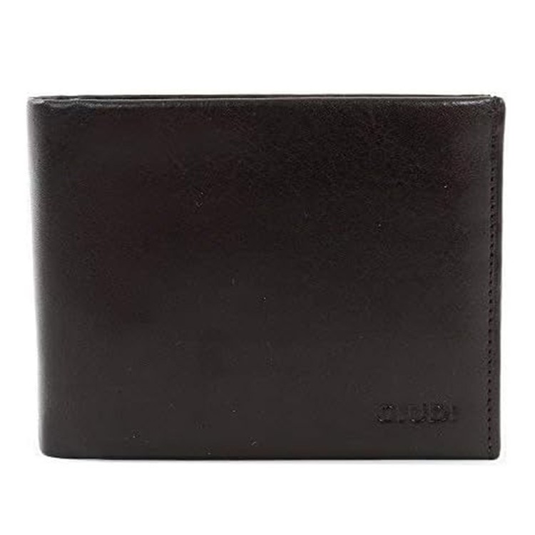 【GIUDI】イタリア製 ガビアーノレザー 二つ折り財布 ブラック [名入れ無料]