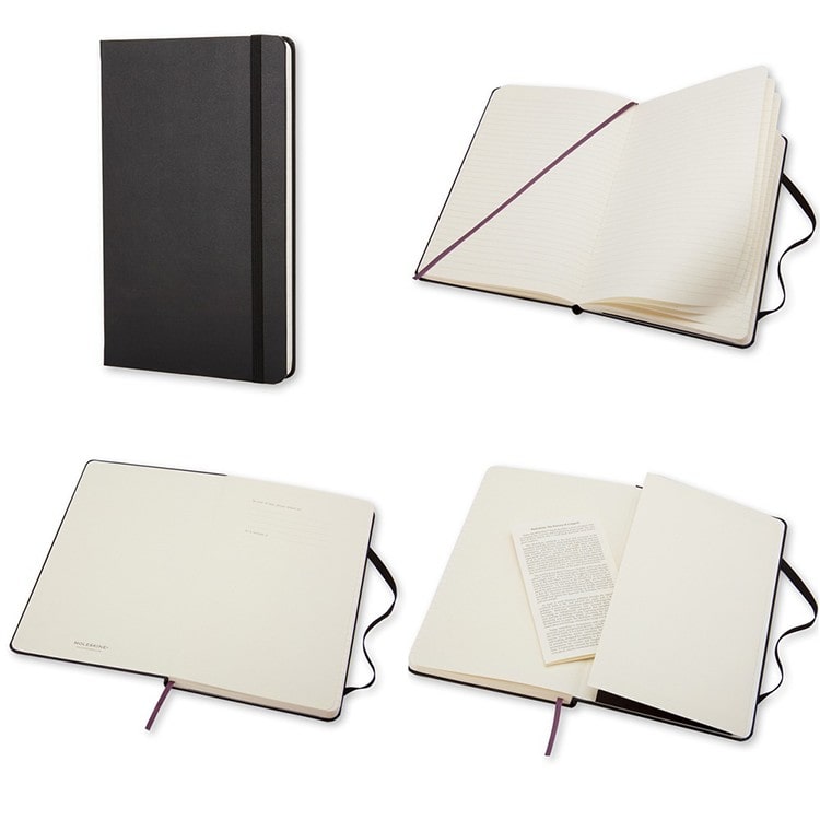 MOLESKINE] クラシックノートブック ハードカバー ラージサイズ ブラック 横罫 [名入れ無料] [ネコポス便出荷]