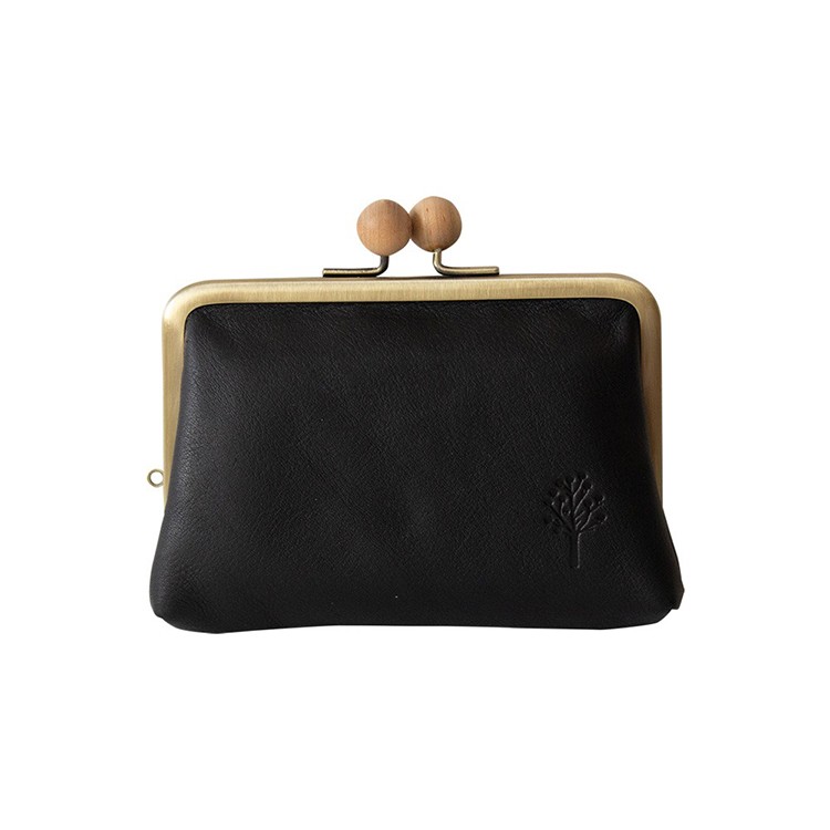 [Kanmi.] ドロップツリー木玉 がま口ミニウォレット　ブラック