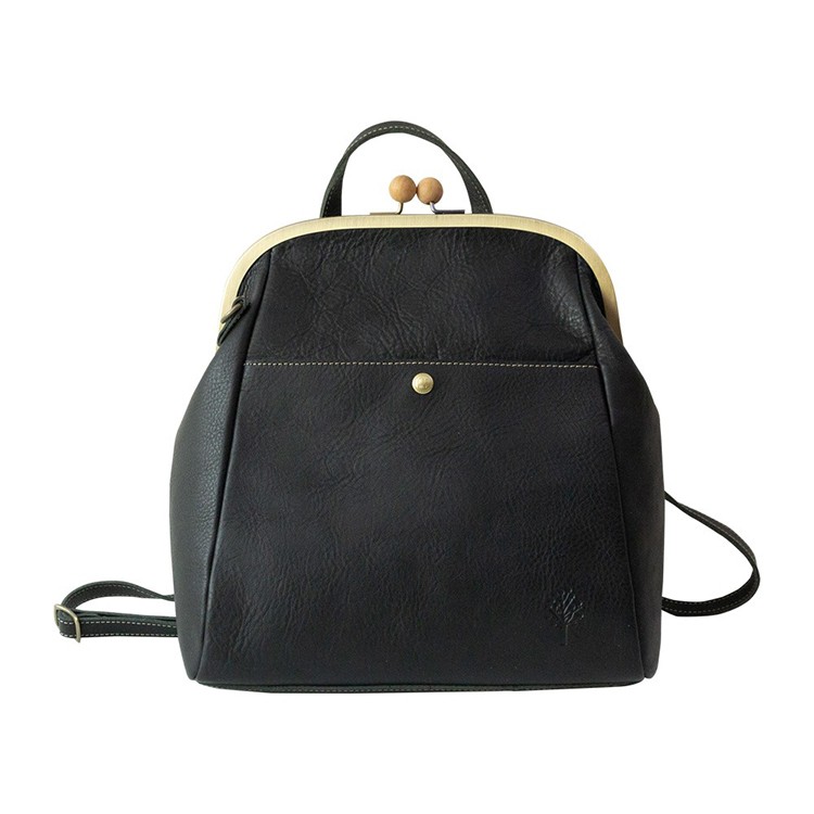 [Kanmi.]ドロップツリー木玉 がま口3WAYバッグ　ブラック