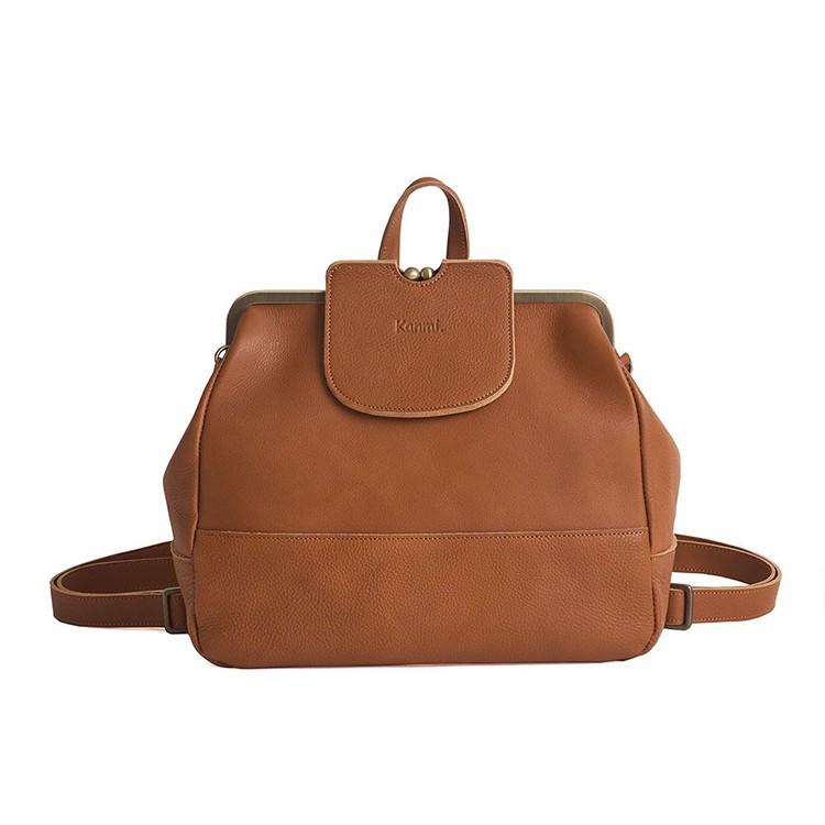 [Kanmi.]mukurino がま口 3WAYリュック キャメル