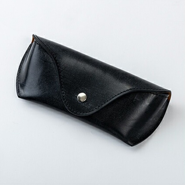 [BRITISH GREEN] ブライドルレザーメガネケース ブラック [名入れ無料]