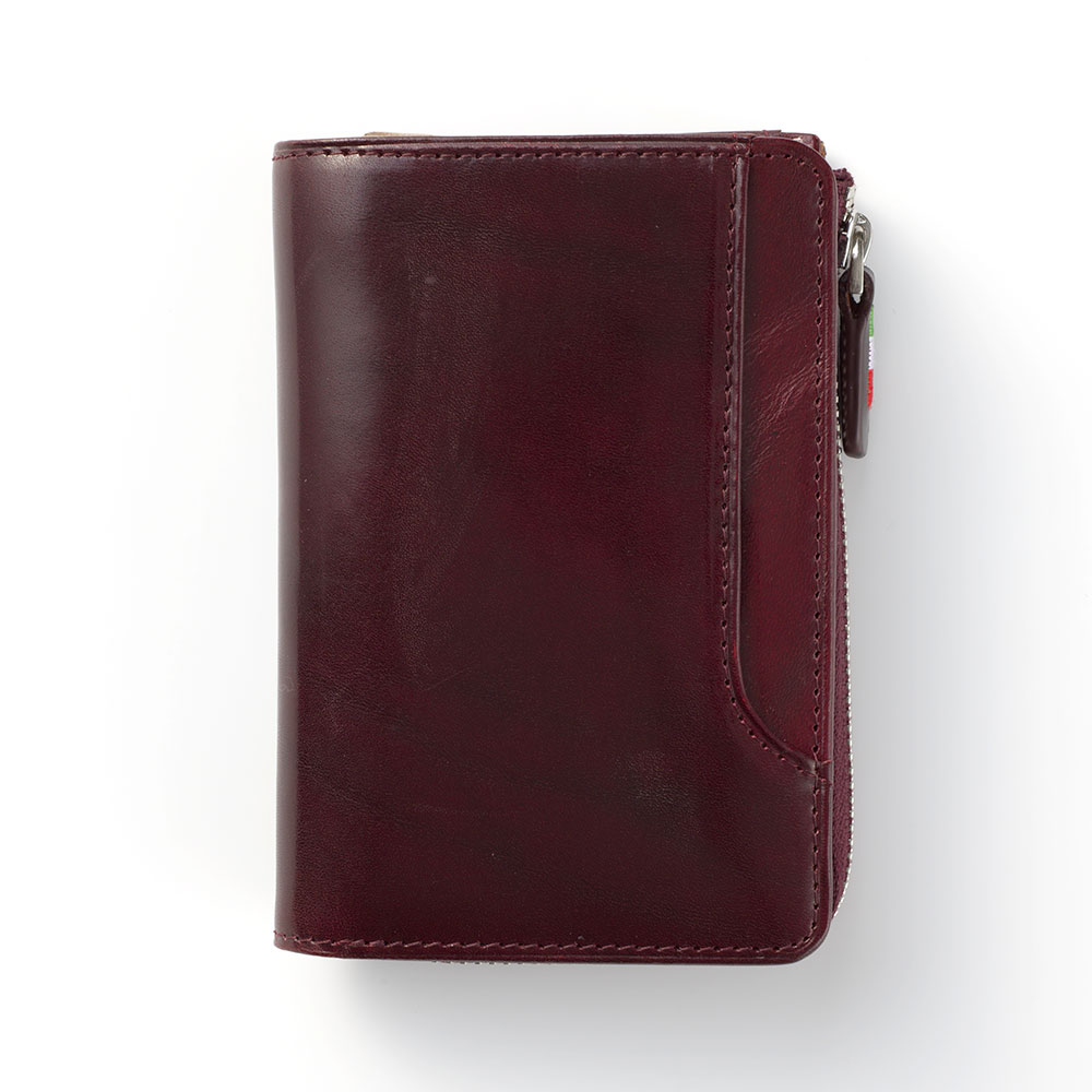 [ORICE]イタリア製オリーチェレザー ミディウォレット バーガンディ [名入れ無料]