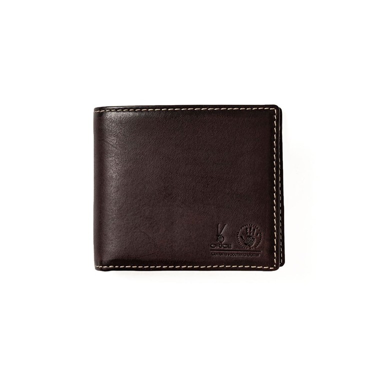 [ORICE]イタリア製バケッタレザー 二つ折り財布 　ダークブラウン（名入れ不可）
