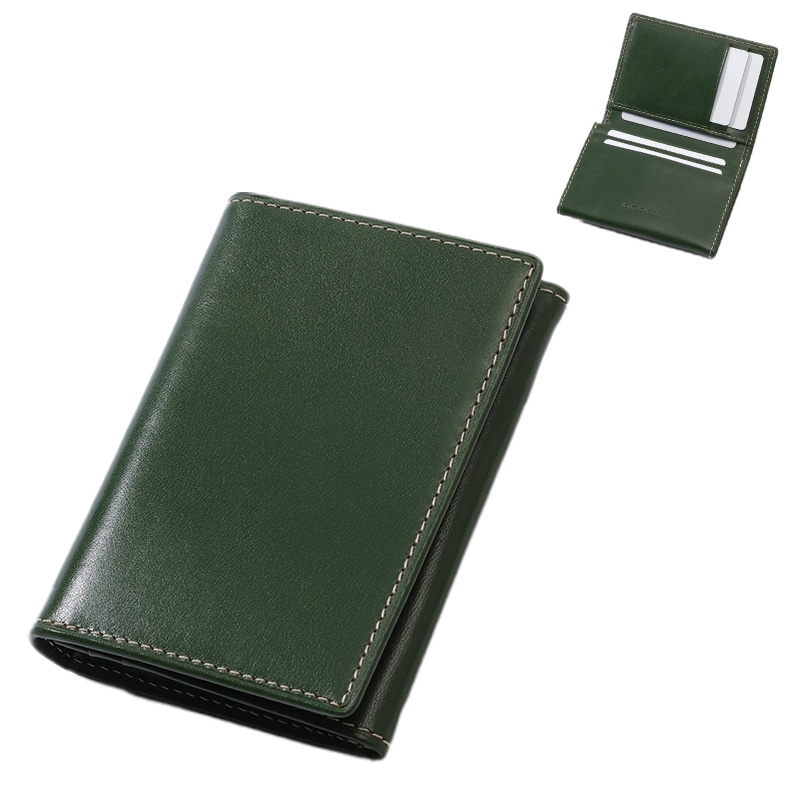 [GLENCHECK]イタリアンレザー カードケース 名刺入れ グリーン [名入れ無料]