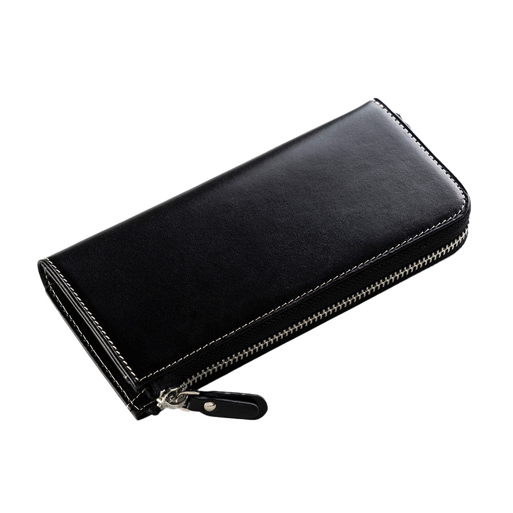 [GLENCHECK]イタリアンレザーコンパクト長財布　ブラック