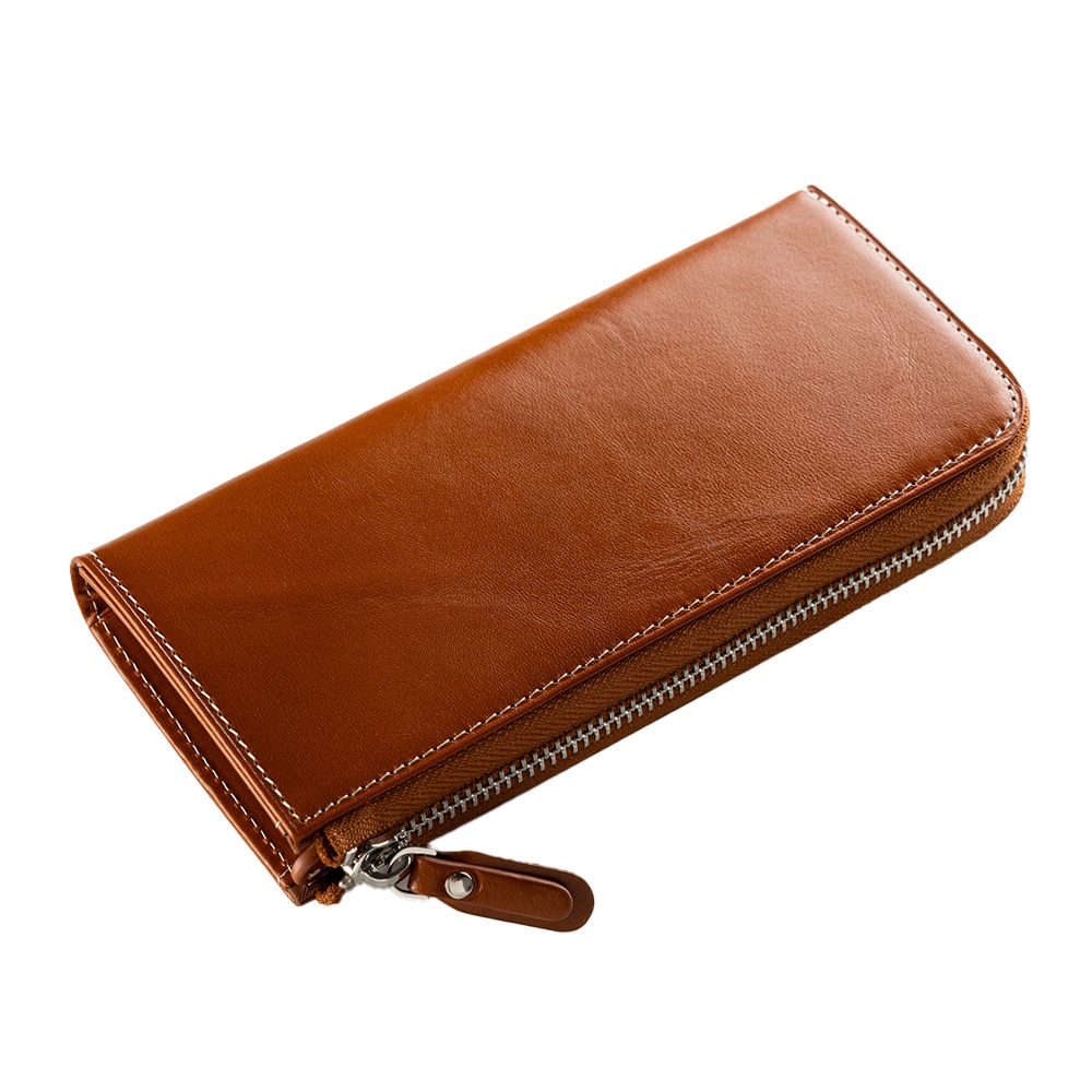 [GLENCHECK]イタリアンレザーコンパクト長財布　ブラウン