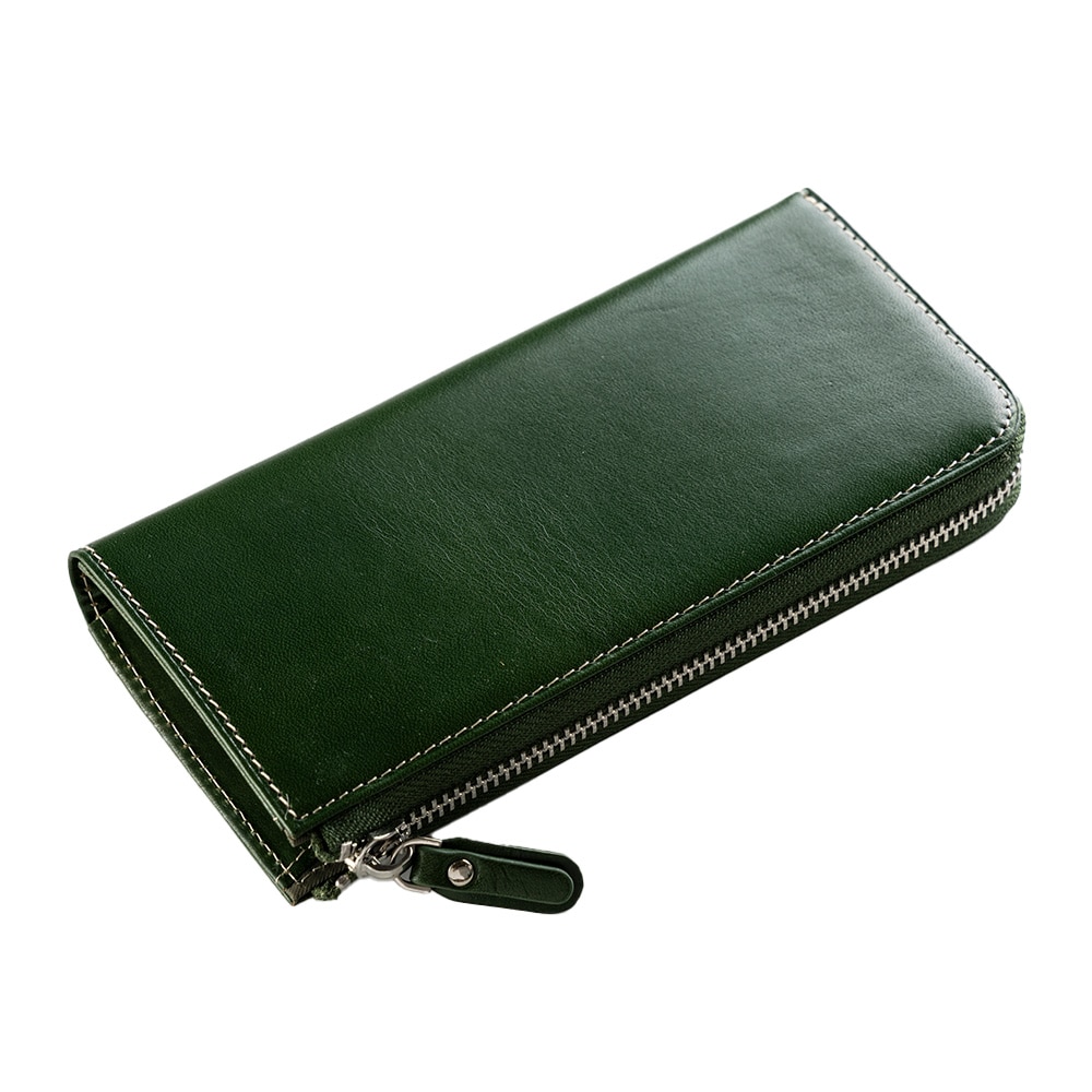 [GLENCHECK]イタリアンレザーコンパクト長財布　グリーン