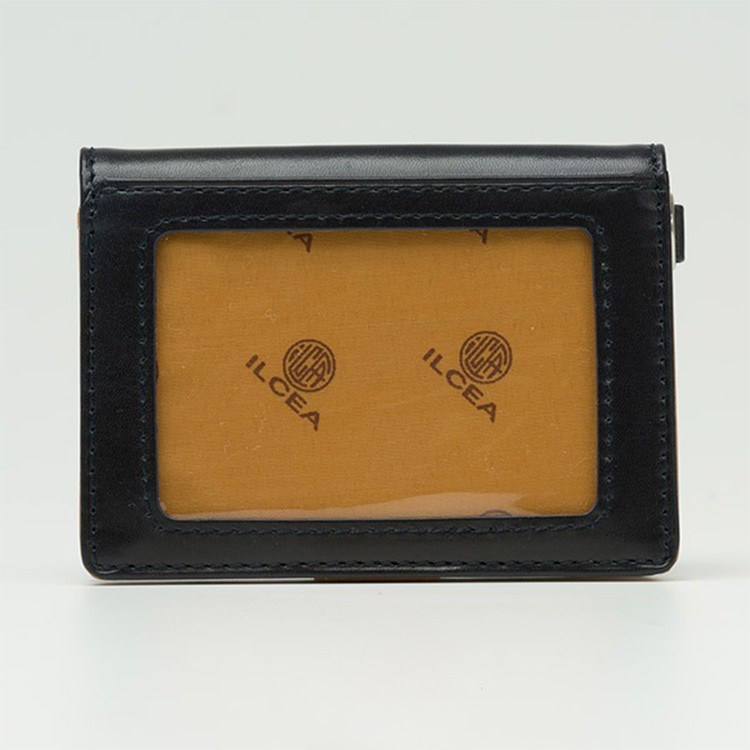 [Snobbist]ミュージアムカーフ 二つ折りマルチパスケース ネイビー