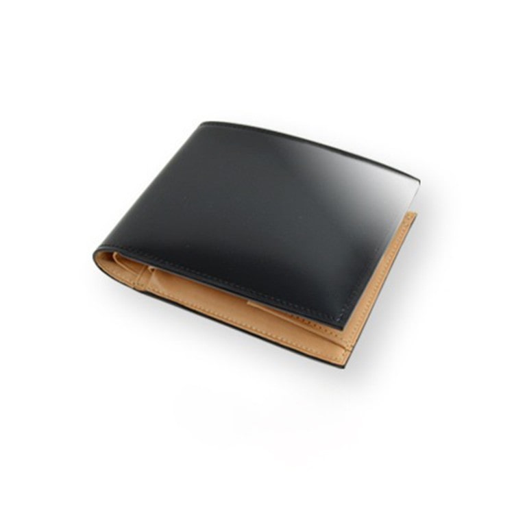 [FLYING HORSE]コードバン 二つ折り財布　ブラック [名入れ無料]