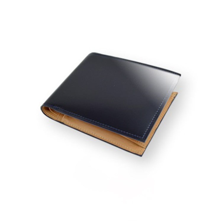 [FLYING HORSE]コードバン 二つ折り財布　ネイビー [名入れ無料]