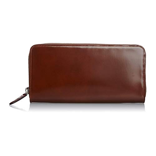 [FLYING HORSE]宮内レザー コードバンレザー ラウンドファスナー　ブラウン [名入れ無料]