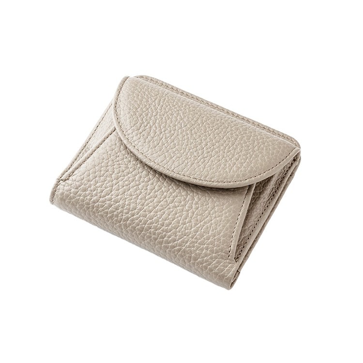 [Ｍiss kyouko] 日本製 マネースルー 二つ折り財布 グレージュ