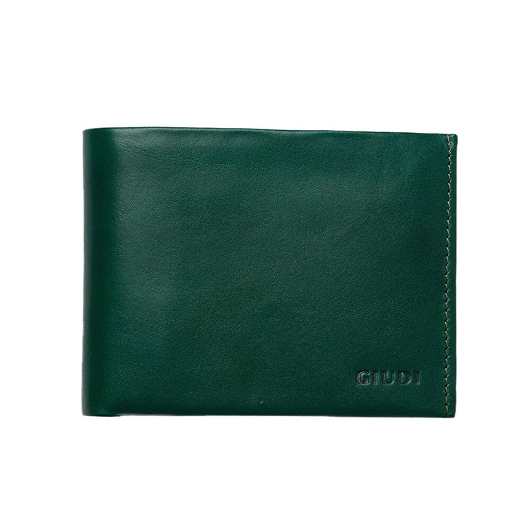[GIUDI]イタリア製 ガビアーノレザー 二つ折り財布 グリーン [名入れ無料]