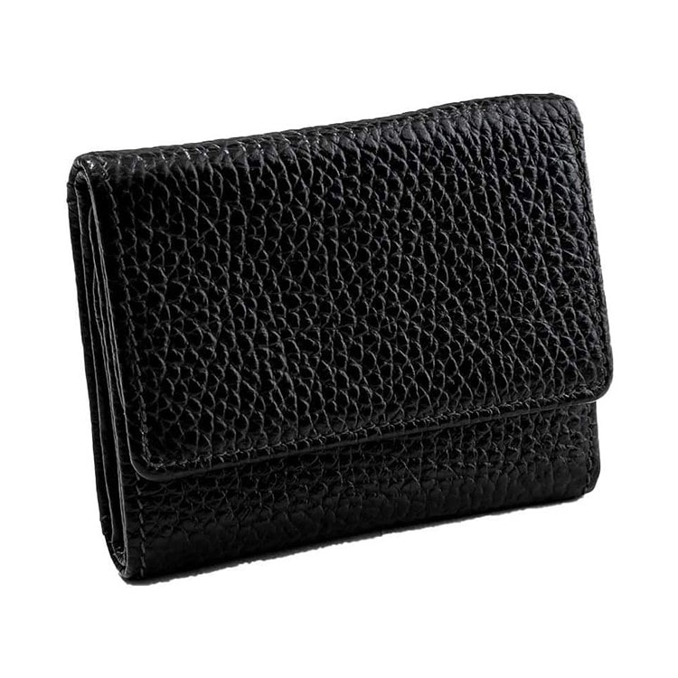 [GIUDI] イタリア製 ソフトエンボス レザー  三つ折り財布 ブラック