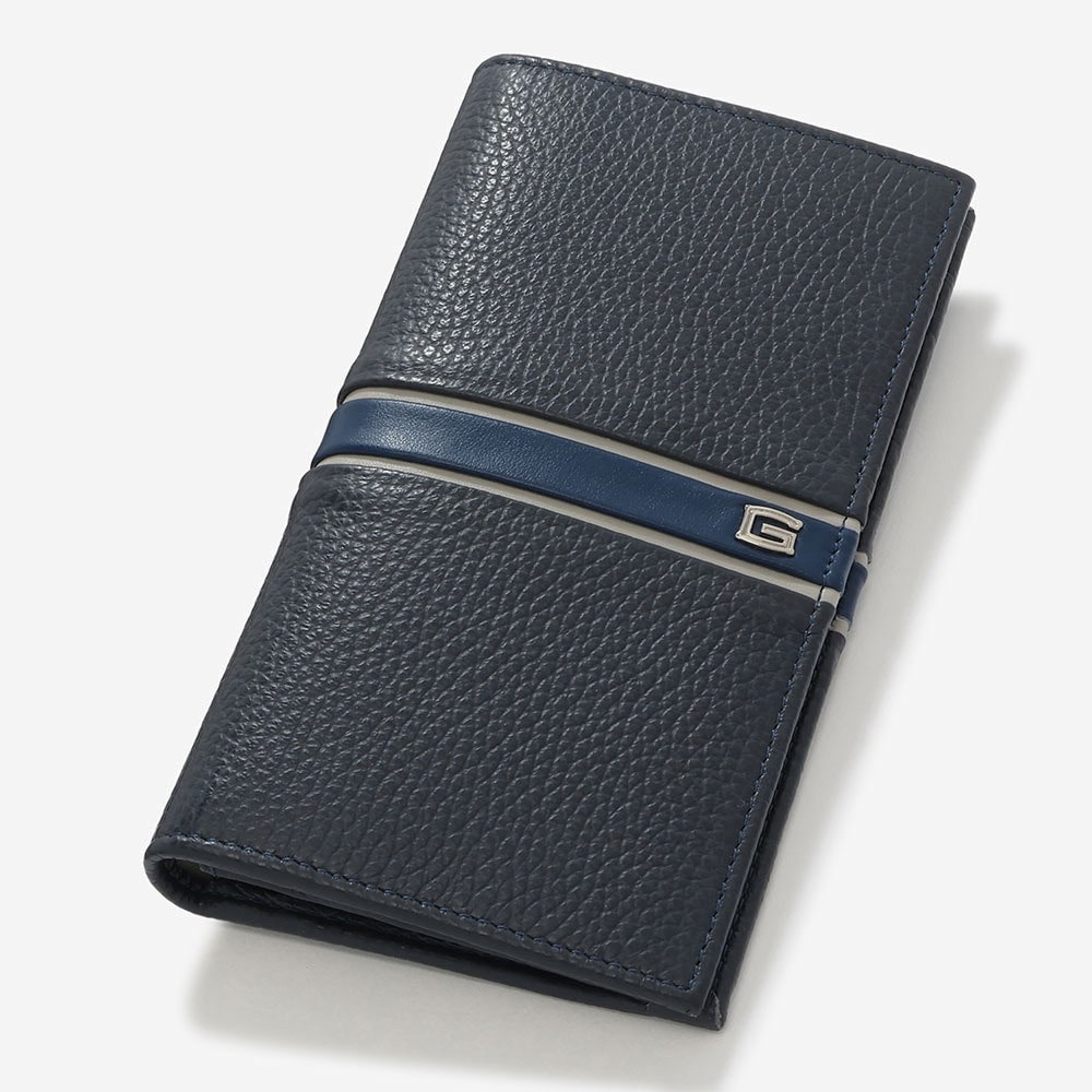 [GIUDI]イタリア製エンボスレザー長財布　ネイビー