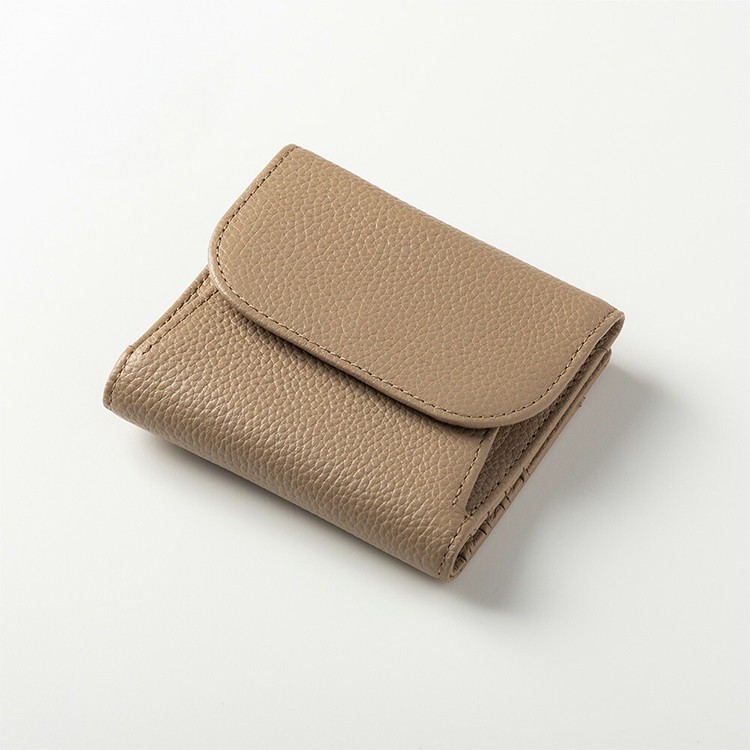 [GLENCHECK]マネースルー二つ折り財布 グレージュ [名入れ無料]