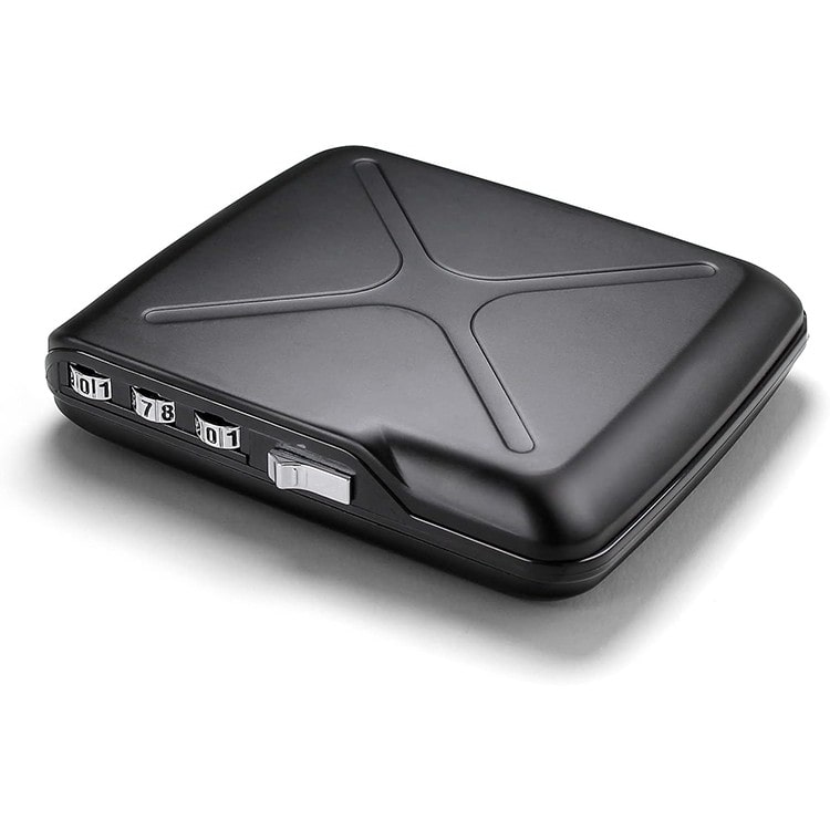 [OGON]フランス製アルミ 鍵付き ロック カードホルダー ブラック [名入れ無料]