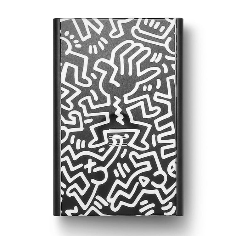 [OGON]フランス製 アルミ スライダー カードケース　キースへリングホワイト[ネコポス便出荷]