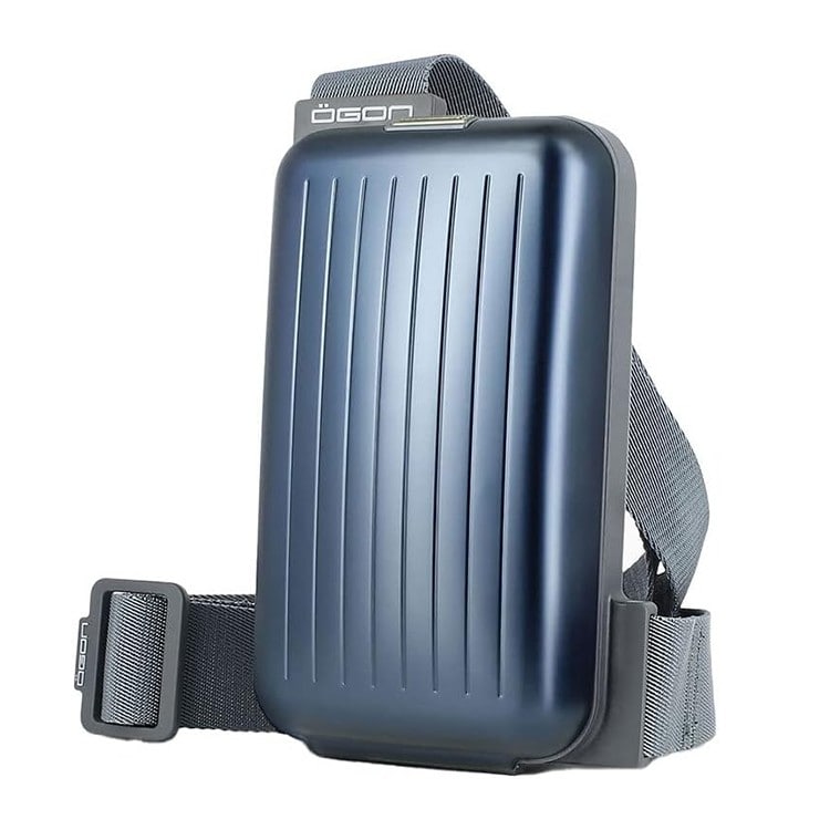 [OGON]フランス製 アルミ スリングバッグ  ネイビー