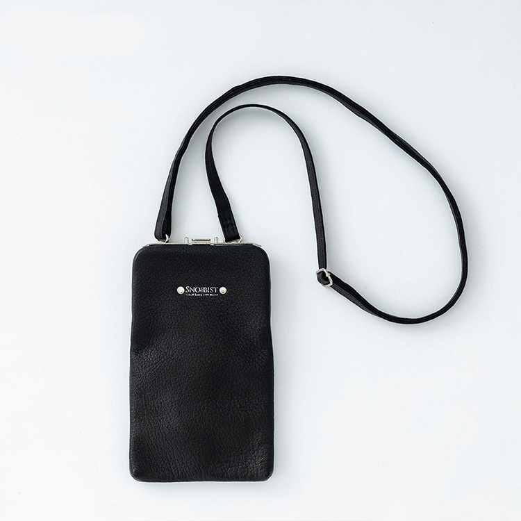 [SNOBBIST]山羊革ワンプッシュスマホショルダー ブラック